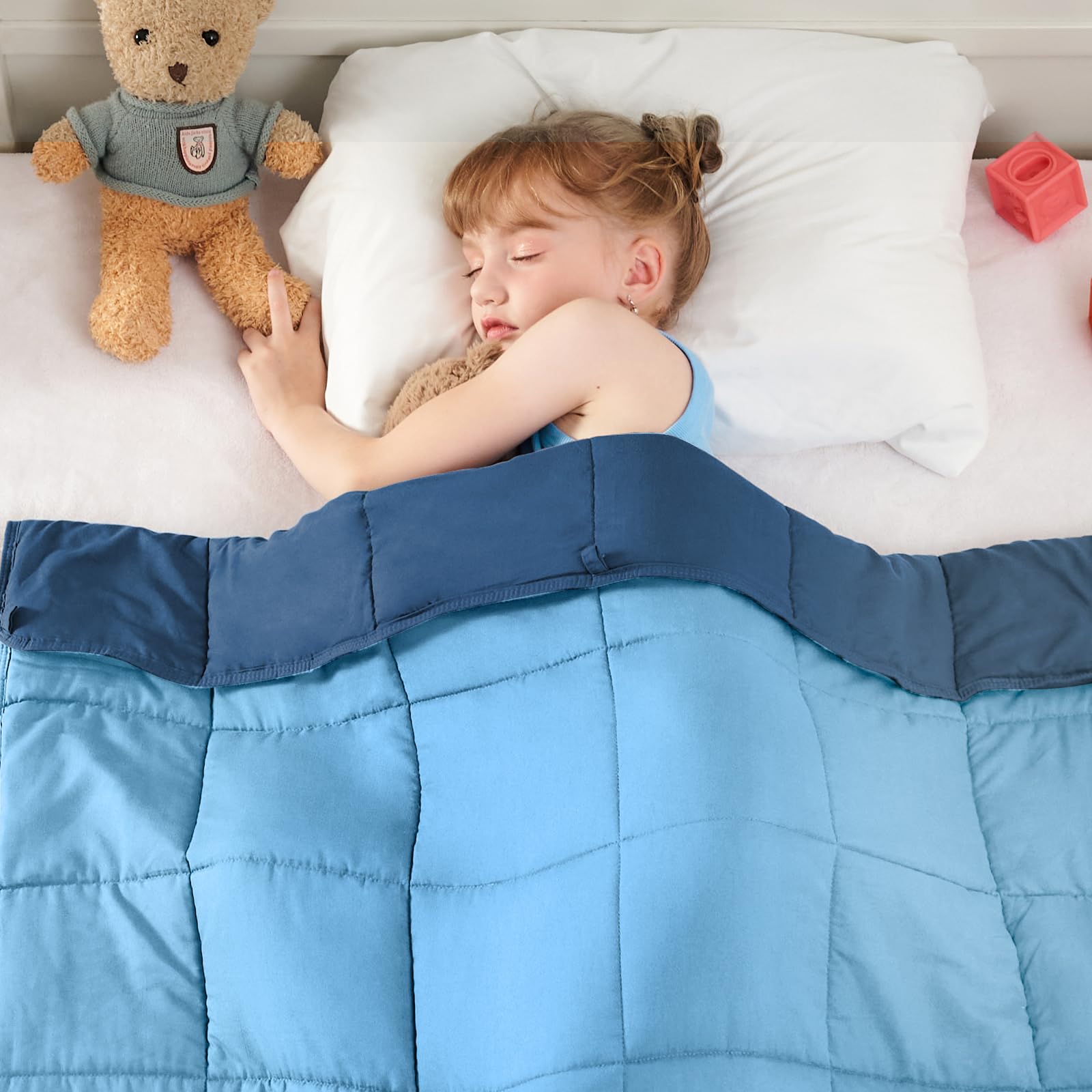 yescoolWeighted Blanket 7 Pounds Cooling Weighted Lap Blanket, Sky Blue Heavy Blankets for Sleeping, Washable Weighted Throw Blanket for 60-80lbs, 40"x60"