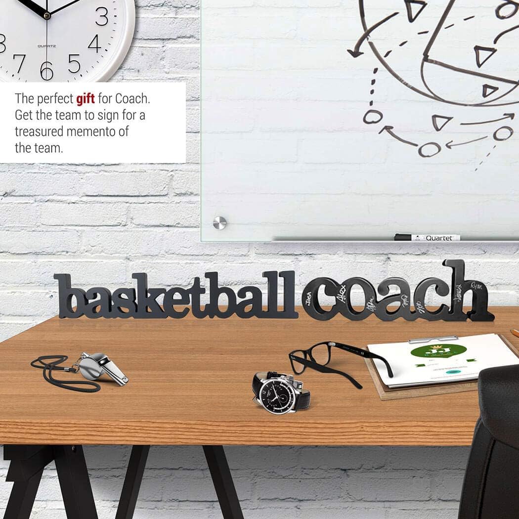 ChalkTalkSPORTS Wooden Basketball Coach Sign - Autograph Ready Basketball Coach Gift - Pen Included