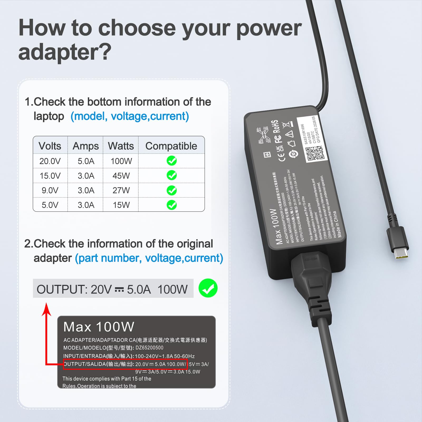Caricabatterie USB C Chromebook da 45 W per HP Chromebook 14 X360, compatibile con Acer Laptop Chromebook Caricabatterie USB Tipo C Adattatore di alimentazione