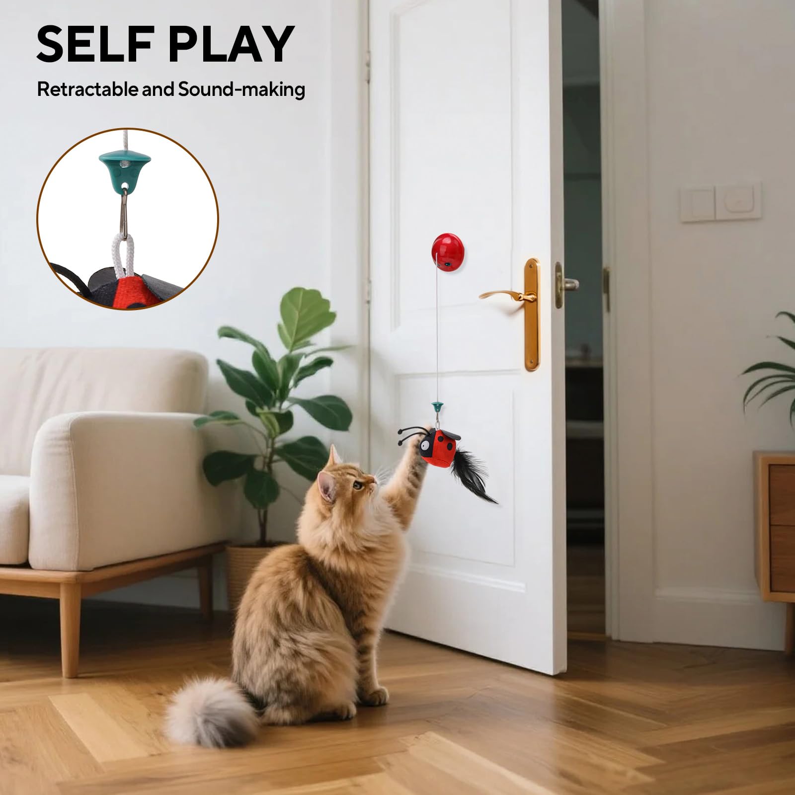 LIFLIX 2PCS Set Interactive Chirping Cat Toys, Hanging Retractable Catnip Toy - Image 2