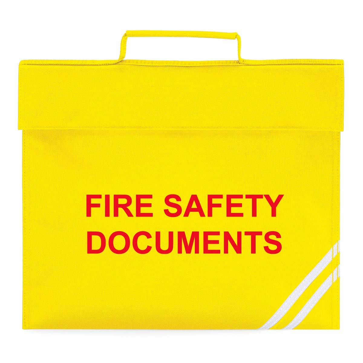 Printed 'Fire Safety Documents' Emergency Grab Bag With Handle - For School, Work & Office (Yellow/Red Print)