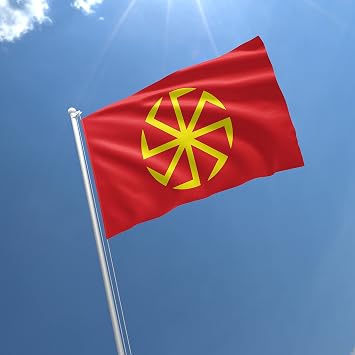 Kolovrat Symbol Flag, 3x5 Ft, Slavic Solar Heritage Banner