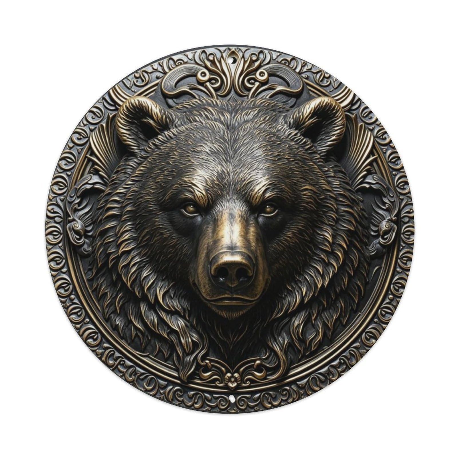 Mountain Grizzly Bear 3D Relief Metal Tin Sign Plaque
