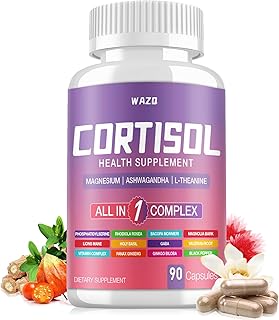 WAZQ Cortisol Supplements for Women with Magnesium, Ashwagandha & L-Theanine. High Cortisol Reducer, Manager, Cortisol Detox for Women, Lower and Control 90 Capsules (Pack of 1)