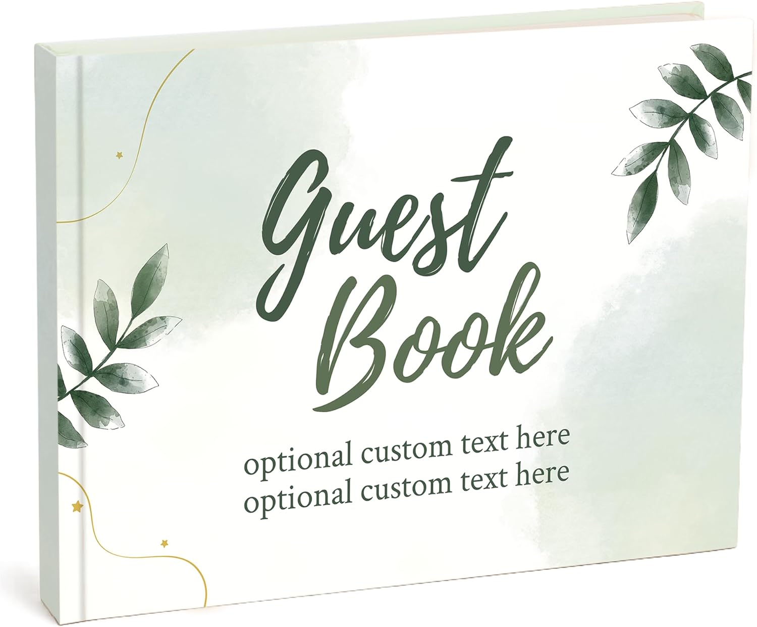 Personalized Guest Book for Wedding, Baby Shower, Birthday, Retirement, Memorial Service and Airbnb – Custom Guestbook with Blank Pages (Greenery)