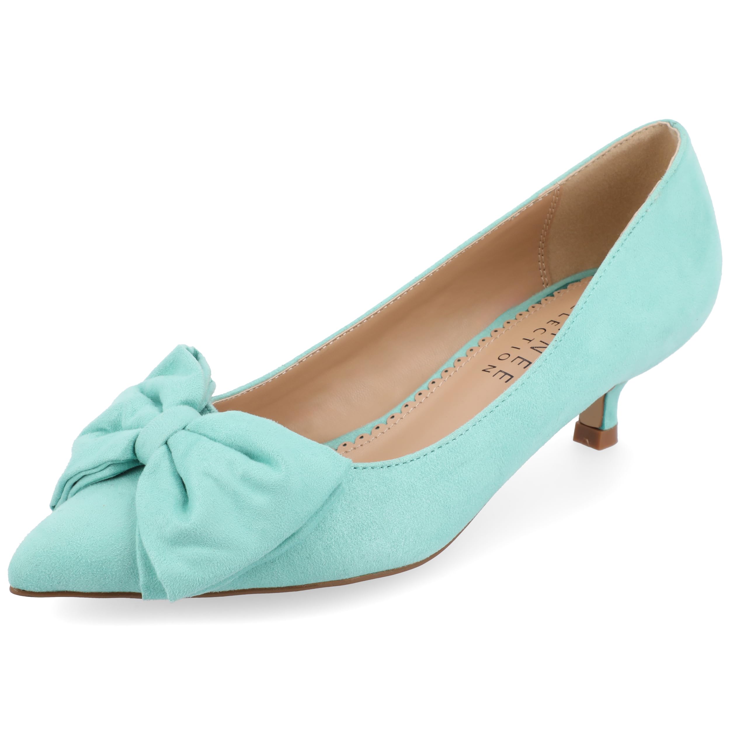 Journee Womens Orana Pointed Toe Kitten Heel Pumps