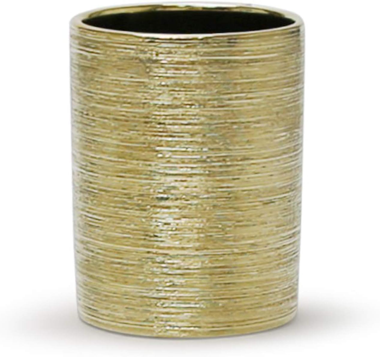 WGV Ceramic Cylinder Vase Width 4" Height 6" Elegant Unique Modern Matte Floral Container Planter Pot Centerpiece for Event Party Wedding Office Home Decor, Gold Textured 1 Piece