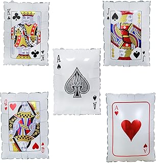 Playing Card Balloons Set,Casino Poker Foil Balloons for Casino Night Party Decorations, Las Vegas/Alice Wonderland Party Balloon Decoration