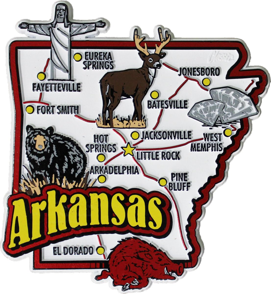 Arkansas State Outline Refrigerator Magnet, Approximate Size 3.5 inch x 3.5 inch