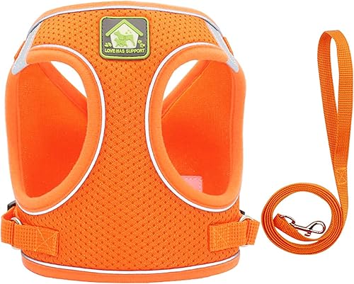 Vista 20 de Juego de arnés y correa para perros pequeños, arnés reflectante ajustable sin tirones, arnés transpirable suave para cachorros, perros pequeños