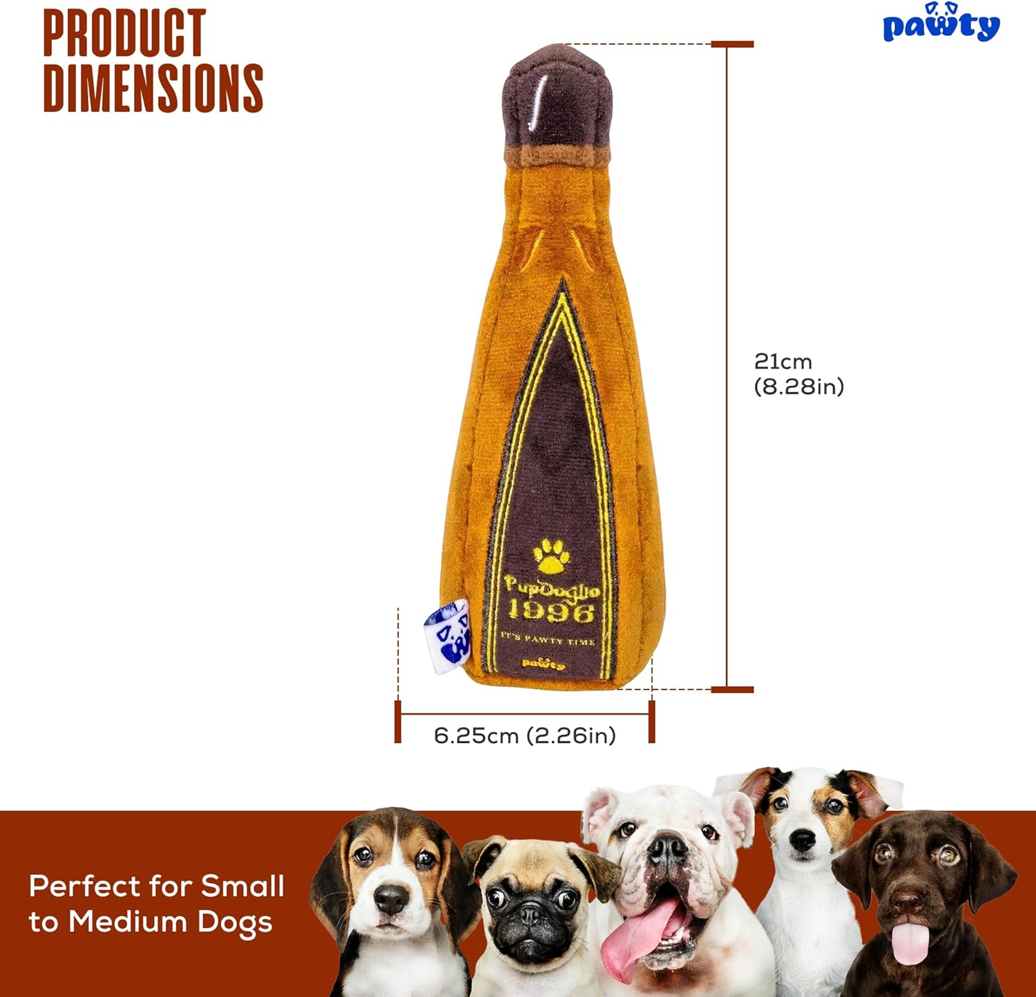 PAWTY Happy Hour Dog Toy Bundle (3-Pack) — Claws Awoof + 1996 Tequila + PAWTY Beer — Squeaky Plush Bar Parody Gift for Dogs