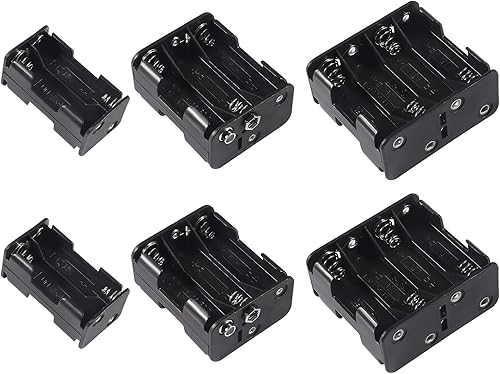 Alinan 6 soportes de batería AA, 2 unidades de 4 x 1.5 V (6 V) + 2 piezas de 6 x 1.5 V (9 V) + 2 piezas de 8 x 1.5 V (12 V) caja de almacenamiento