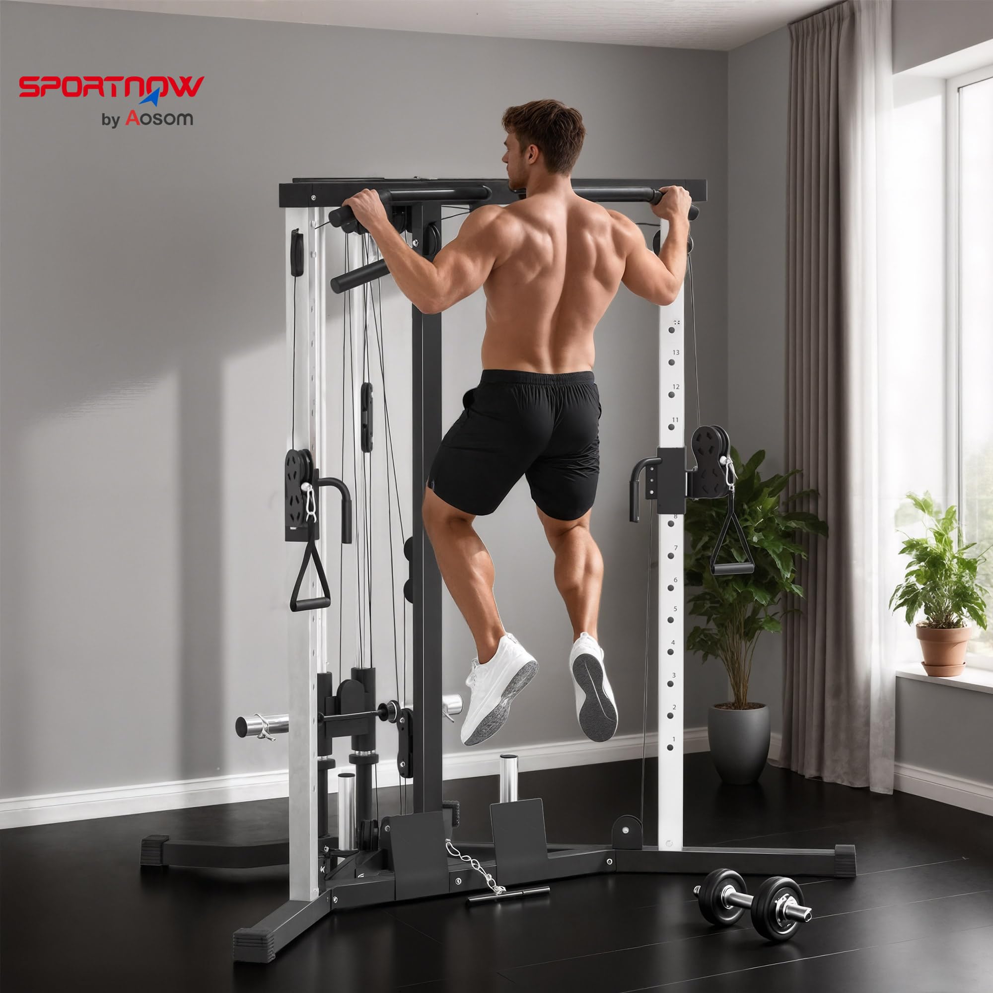 SPORTNOW Multiestación Musculación Máquina de Musculación Entrenamiento para Fitness Gimnasio en Casa,Ejercitar Parte Superior Cuerpo
