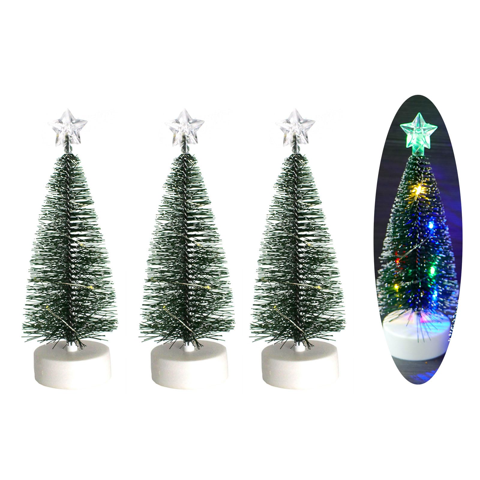 LED Christmas Tree Artificial Snow Simulation Pine Tree Desktop Decorative Christmas Ornaments Decoration LED Decoration