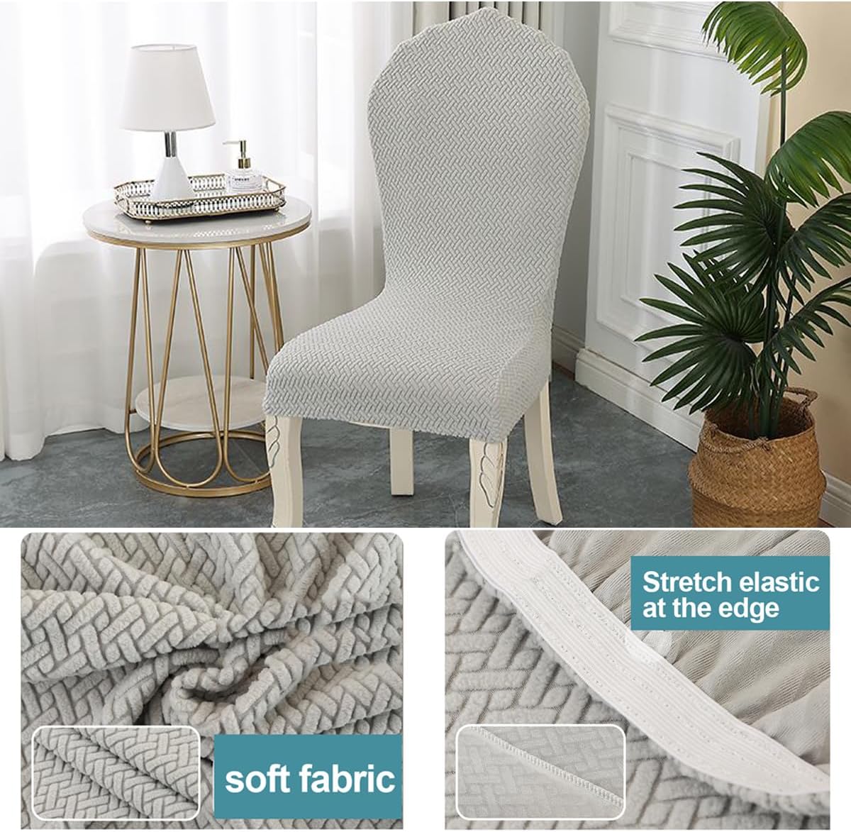 Round Back Dining Chairs Covers Set of 2/4 Upholstered Kitchen Chairs Slipcovers Modern Retro Wood Side Chairs for Dining Room/Living Room/Bedroom, Color 7, 2PCS