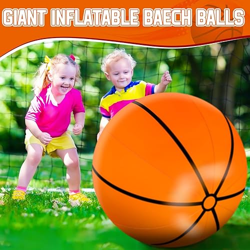 Miniatura 7 de Meooeck 2 bolas inflables grandes de 27 pulgadas, pelotas de playa gigantes para piscina, verano, actividades al aire libre, decoraciones de fiesta