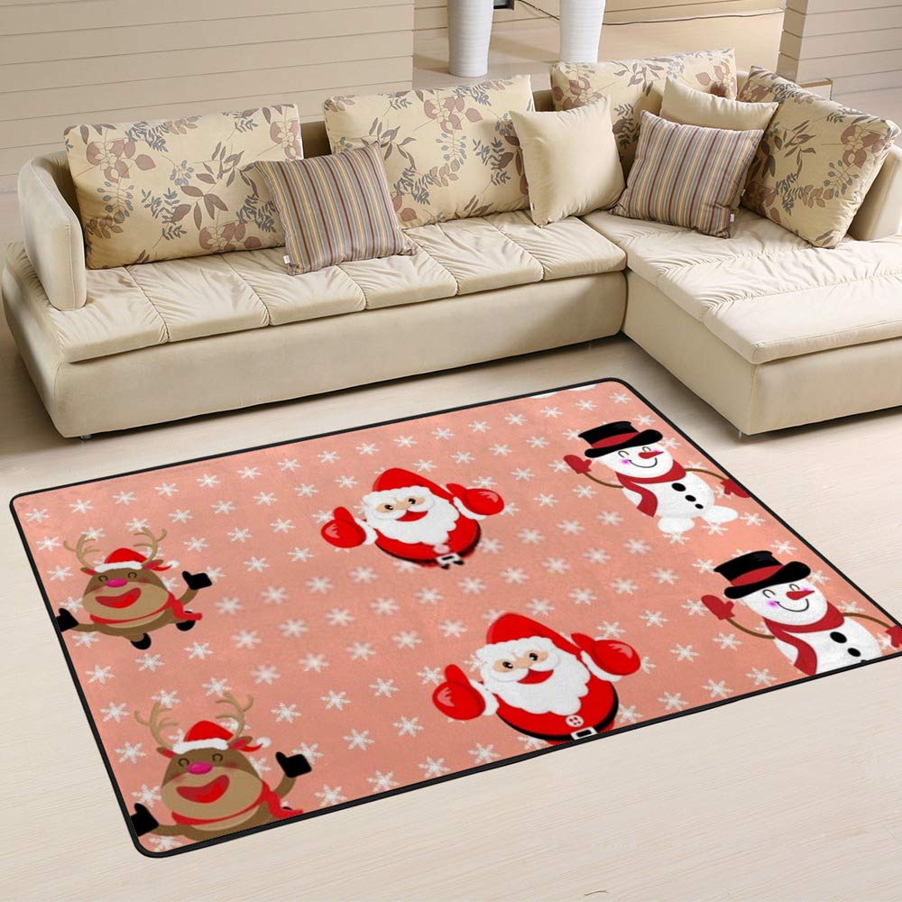 Tapis de Noël anti-glisse pour salon Ruchen Grand tapis de maison sécurisé dessin animé