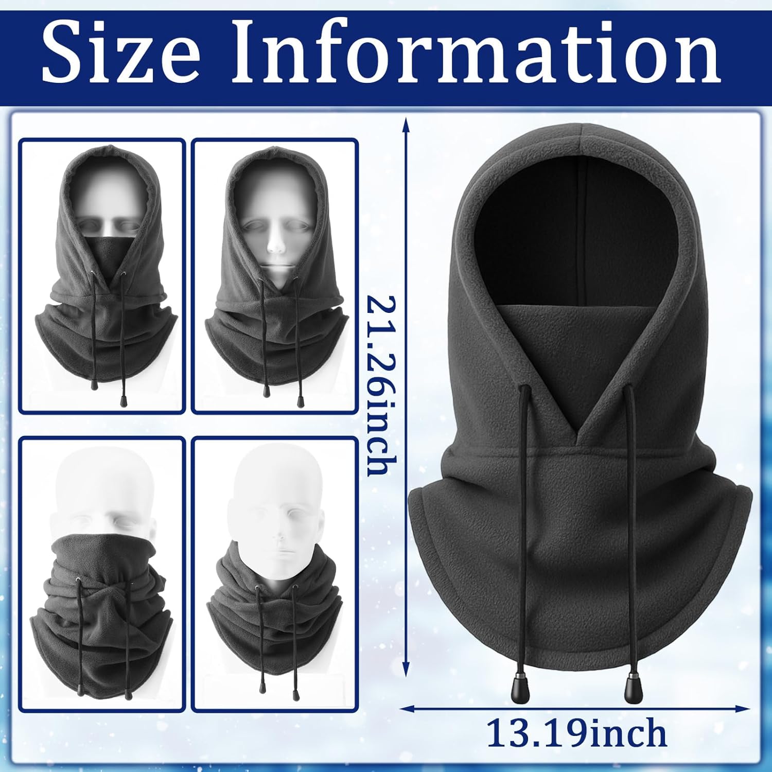 Patelai 4 Pcs Winter Balaclava Ski Mask Fleece Face Ski Mask Warm Full Face Cover Adjustable Thermal Cover for Men Women - Image 4