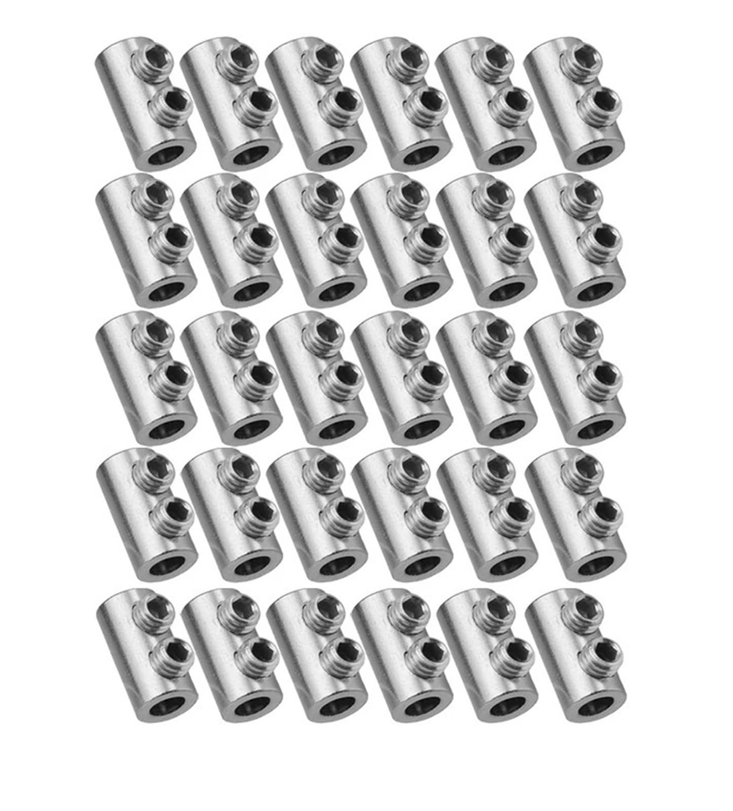 Steel Wire Sling Lockers Clamp Double Holes Metal Copper Clip(30pcs)