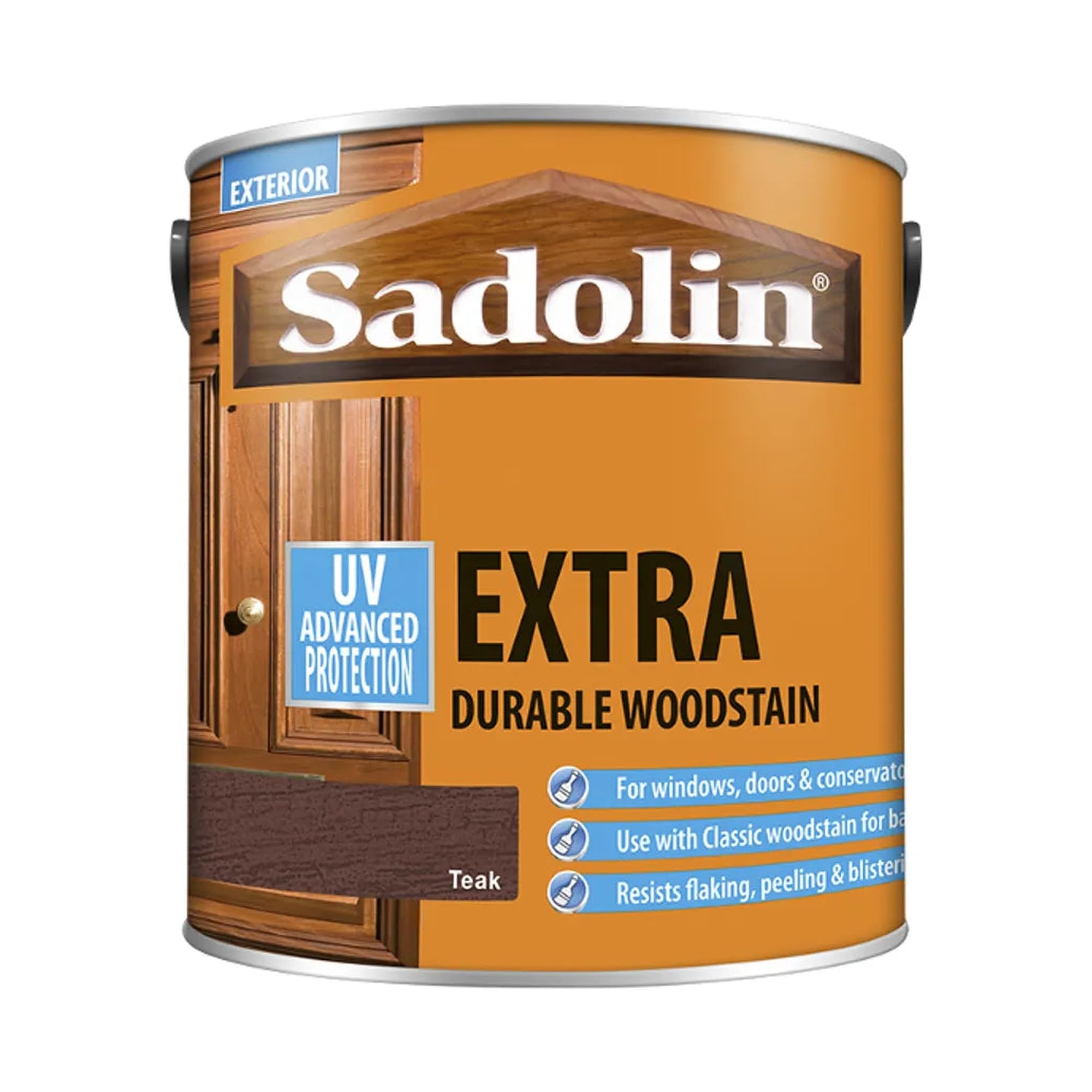 DRW Teak Extra Durable Woodstain 500ml | Exterior Wood Stain and Protector | Long Lasting Satin Finish for Doors Windows Cladding Joinery and Garden Timber