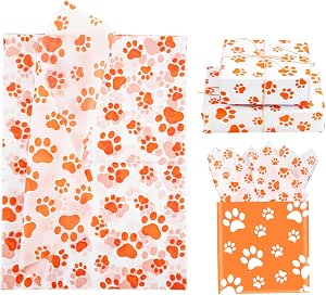 30 Dog Paw Print Tissue Paper Sheets, 14x20 Inch Puppy Tissue