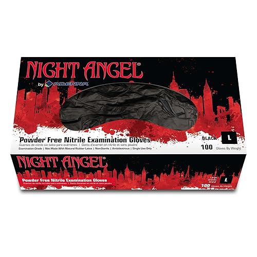 Miniatura 9 de Caja de guantes de nitrilo Night Angel de Adenna, de 4 mil, sin polvo, para exámenes, color negro. Tamaños de extrapequeño a extragrande., M, Negro,