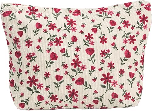 MHDGG Bolsa de maquillaje para mujer, bolsa de cosméticos floral de gran capacidad, bolsas de maquillaje, bolsas de maquillaje para mujer, bolsos de