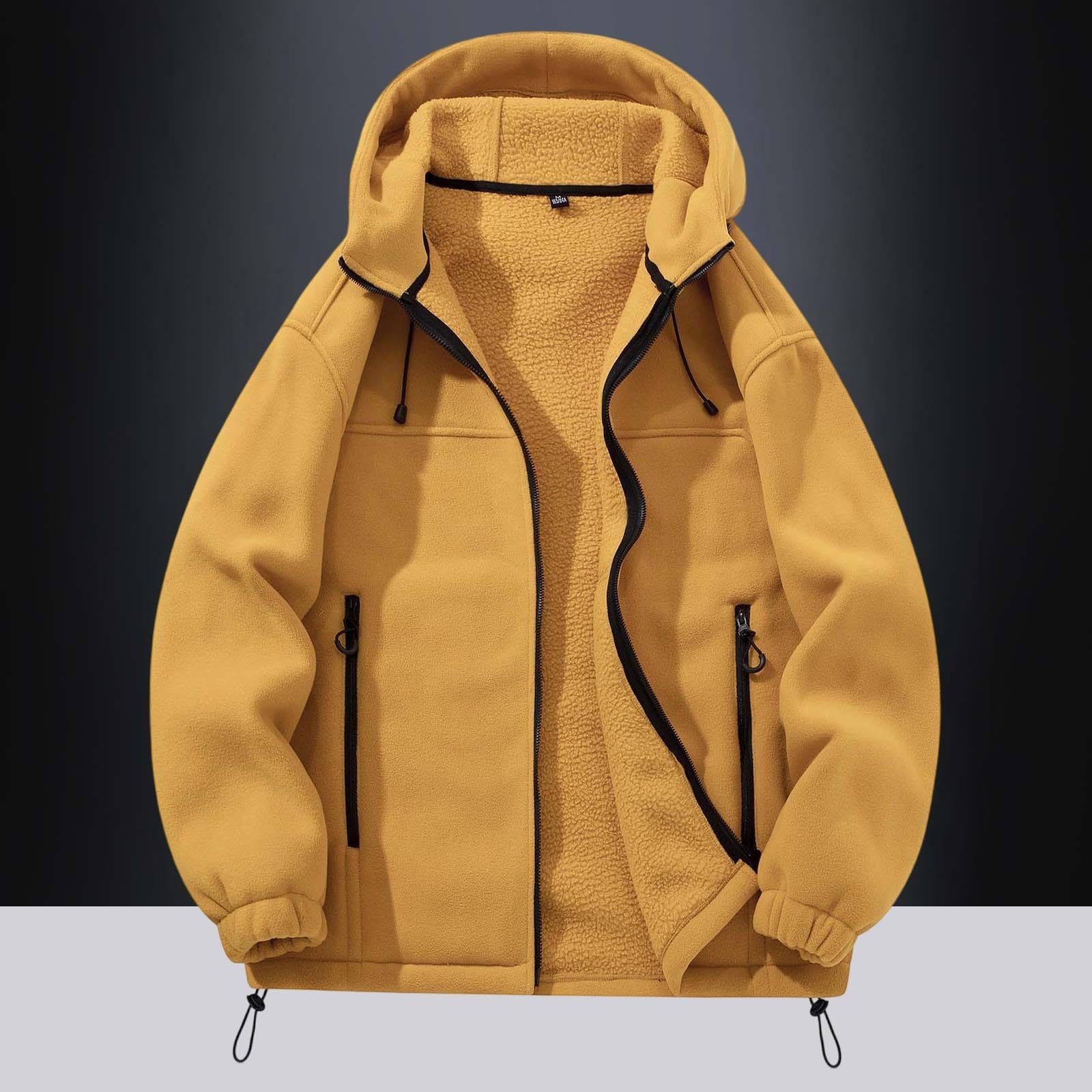 Generisch Giacca invernale calda da uomo, con cappuccio, in pile, per attività all'aria aperta, antivento, calda, invernale, con tasche con chiusura lampo, cardigan