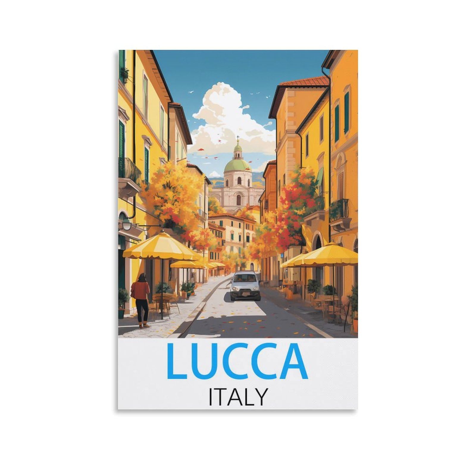 HSAYYIII Lucca Italy Vintage Travel Poster 08x12inch(20x30cm) Canvas Art Poster And Wall Art Picture Print Bedroom Decor