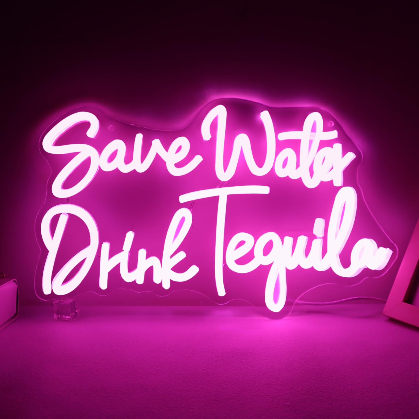 LED Neon Bar Sign Save Water Drink Tequila Neon Lights for Wall Light Signs for Home Beer Bar Bedroom Restaurant Man Cave Wall Art, Bistro Club Halloween,Christmas Party Decorations,17 * 10inch