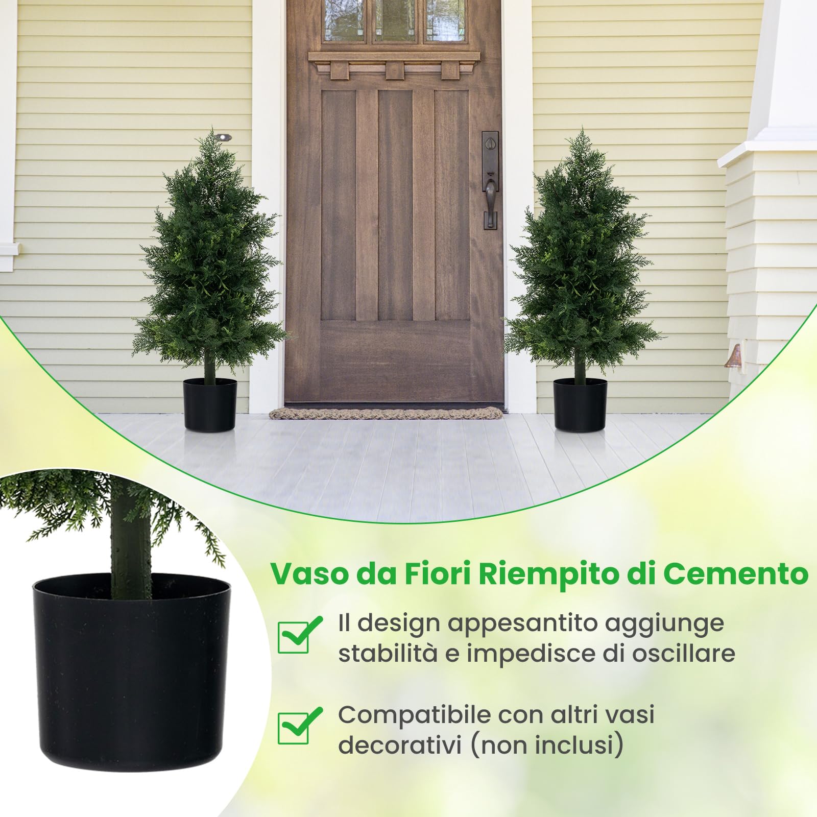 COSTWAY Albero di Cedro Artificiale 80 cm, Albero in Vaso in Plastica per Vivai, Foglie Non-Scolorenti e Resistenti al Sole, Pianta Finta per Interni ed Esterni per Casa, Ufficio e Ingresso