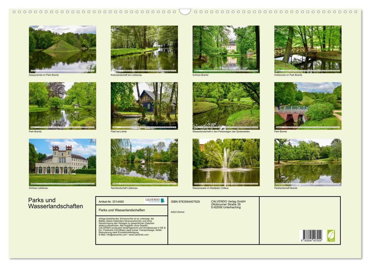 Parks und Wasserlandschaften (Wandkalender 2027 DIN A2 quer), CALVENDO Monatskalender: Der Spreewald bietet einzigartige Landschaften um Ruhe und Entschleunigung zu finden. (CALVENDO Orte)