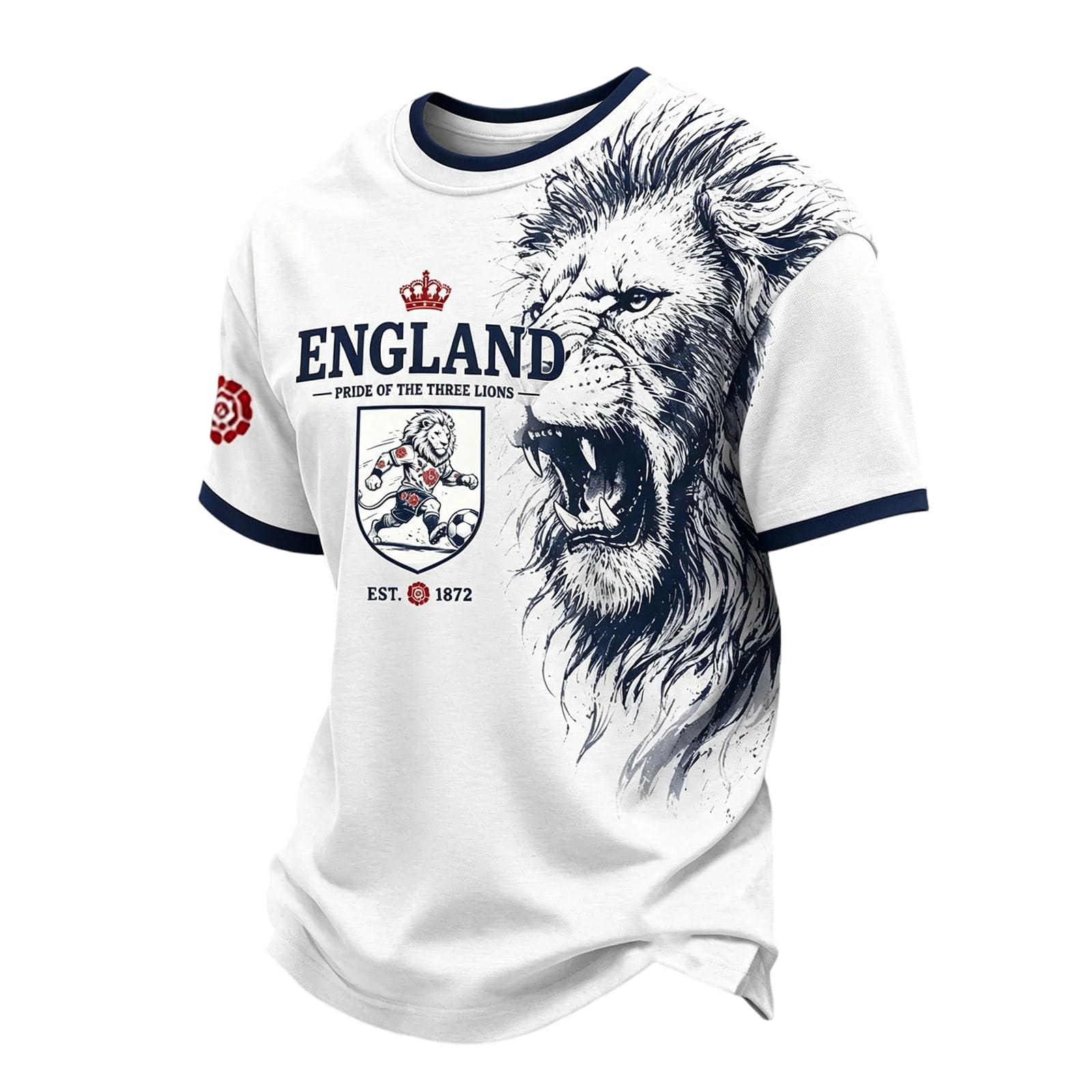 England Football Shirt 2026 Men's Short Sleeve World Cup T-Shirts Union Jack for Supporters of Football Casual Print Athletic Stretch Lightweight Breathable 02-Light Gray XXL