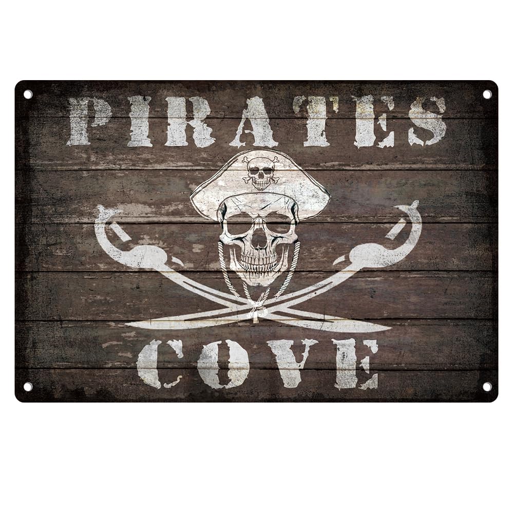 DOODLREAM Pirates Cove Vintage Tin Sign Retro Metal Art Wall Poster for Man Cave Home Club Cafe Garage Decor 7.9 X 11.9 Inch โ image 1