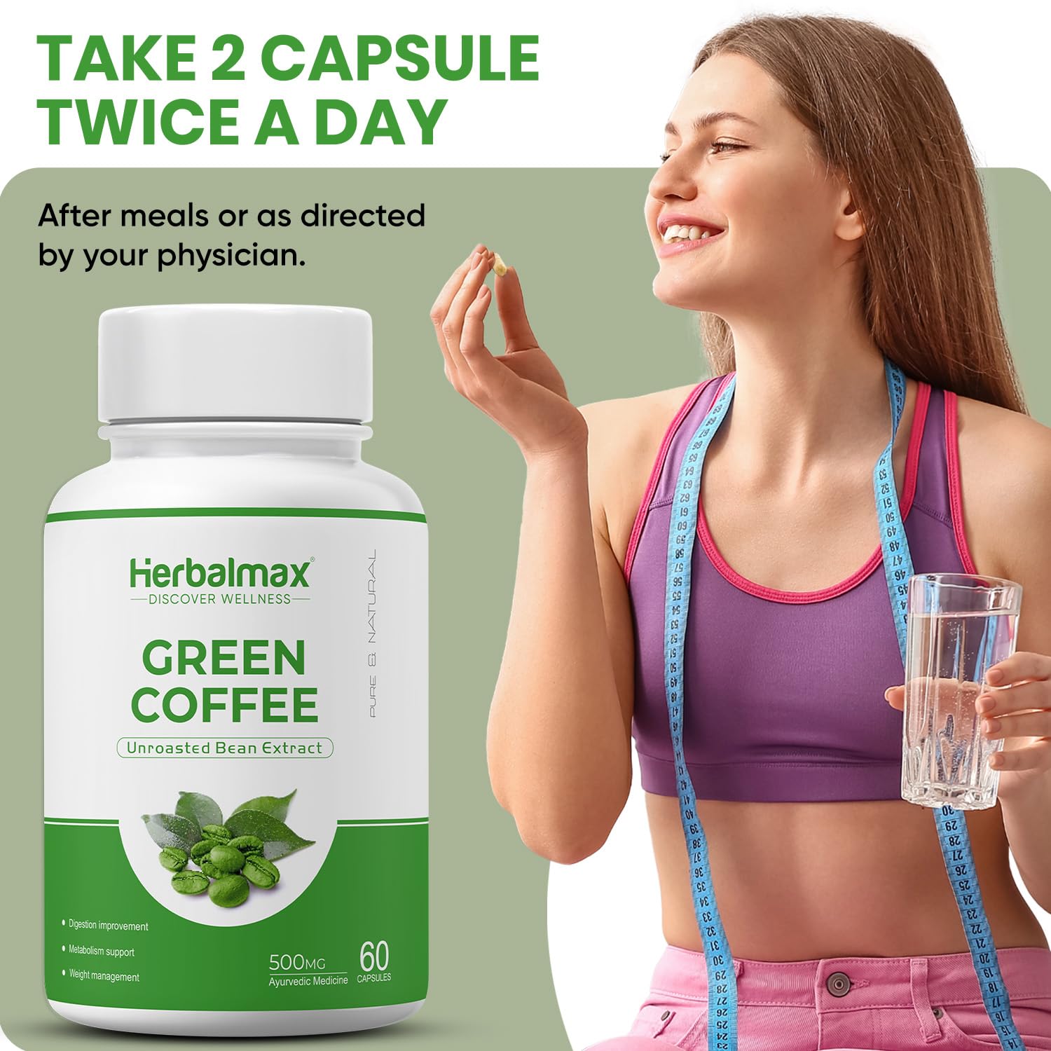 Buy Now Herbalmax Green Coffee Beans Extract | With Green Tea, Ginge...