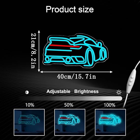 Blue Car LED Neon Sign Dimmable Acrylic Decorative Lamp Light up Sign for Bedroom Living Room Bar Kitchen Party Wedding Art Wall Decor