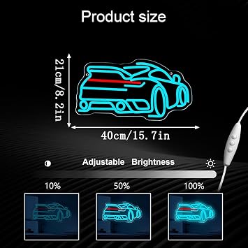 Blue Car LED Neon Sign Dimmable Acrylic Decorative Lamp Light up Sign for Bedroom Living Room Bar Kitchen Party Wedding Art Wall Decor