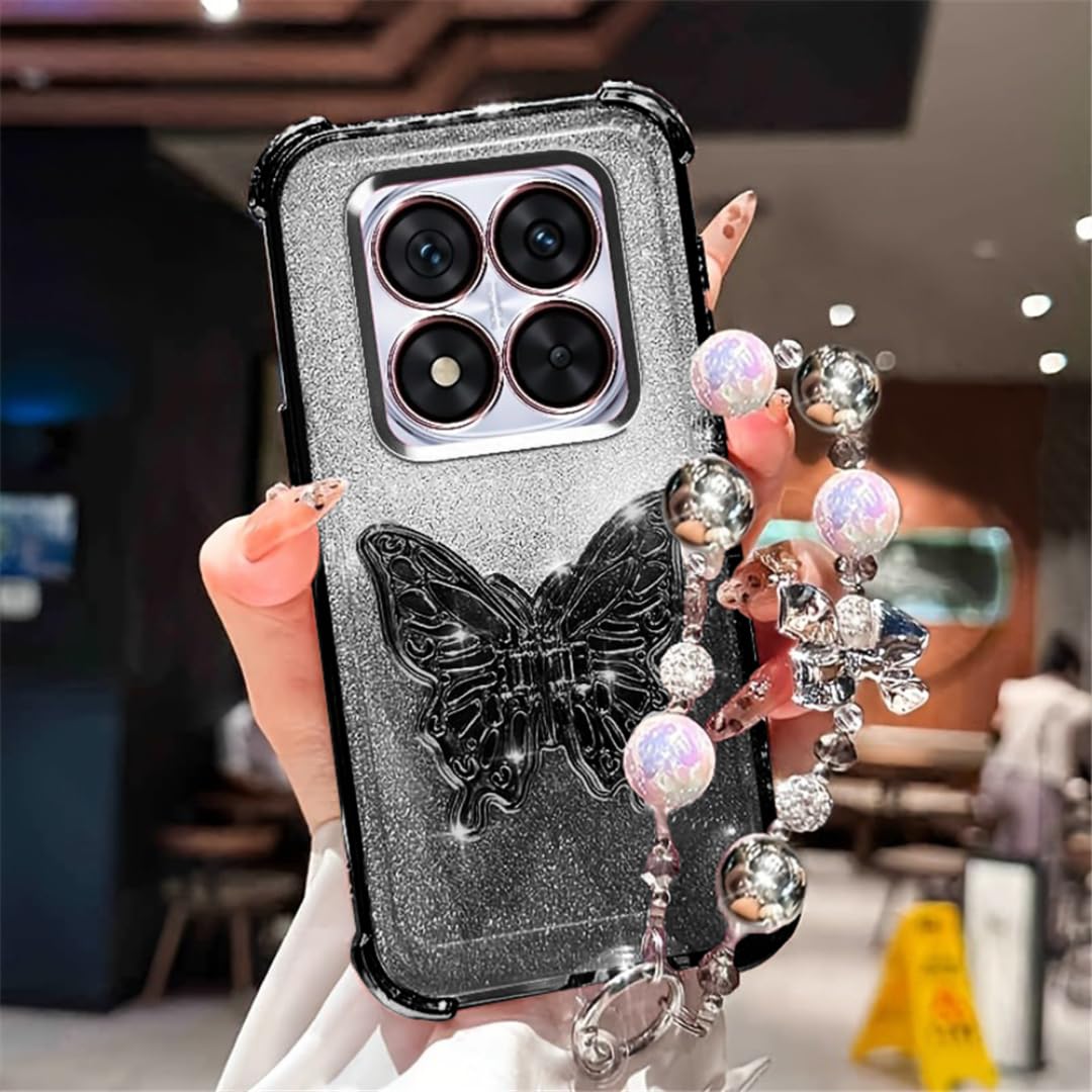 Coque paillettes iPhone 11 Pro Max avec cordon et support papillon pour vos sorties
