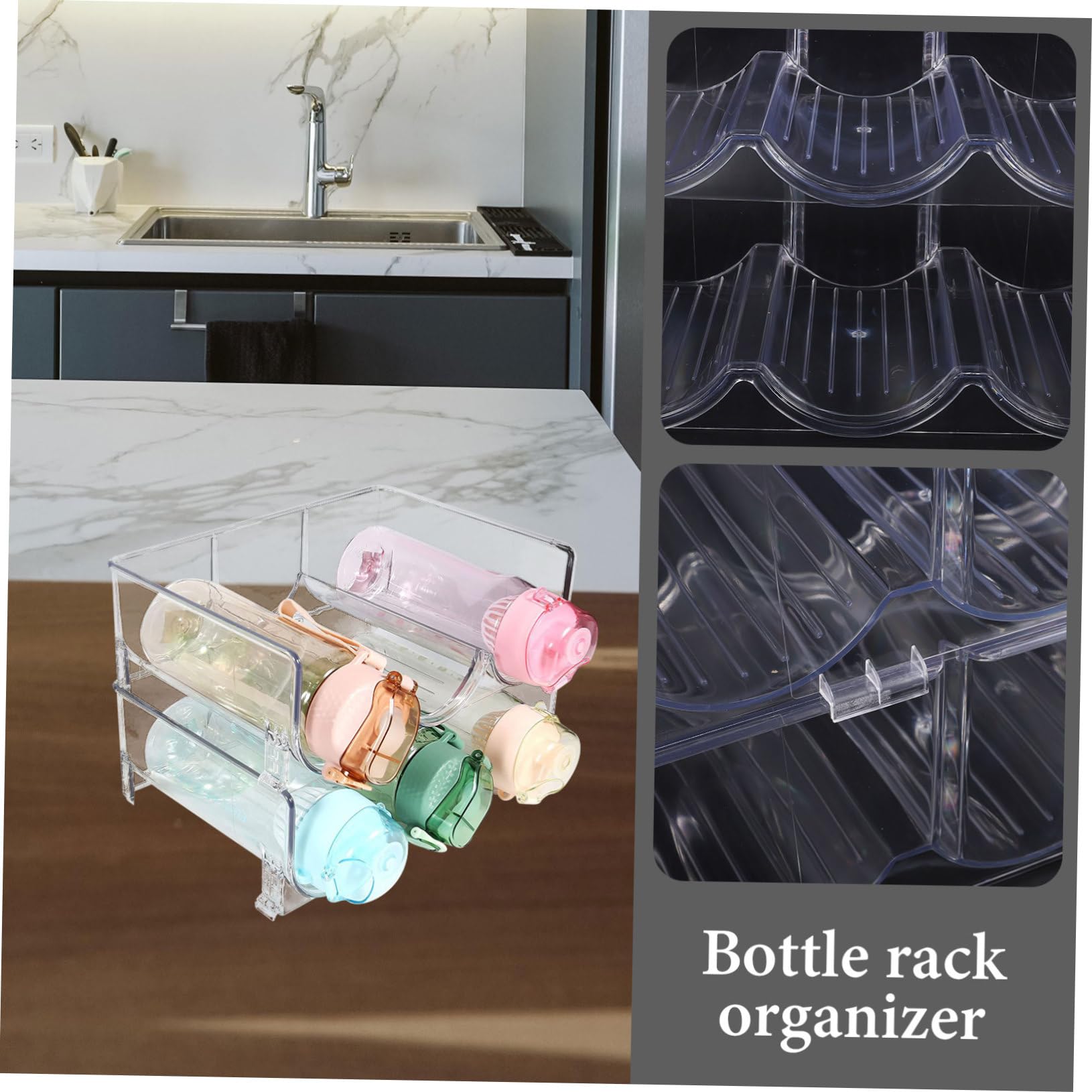 ABOOFAN Casier à Bouteilles Empilable Pet Transparent, Lot de 2 Set de Set