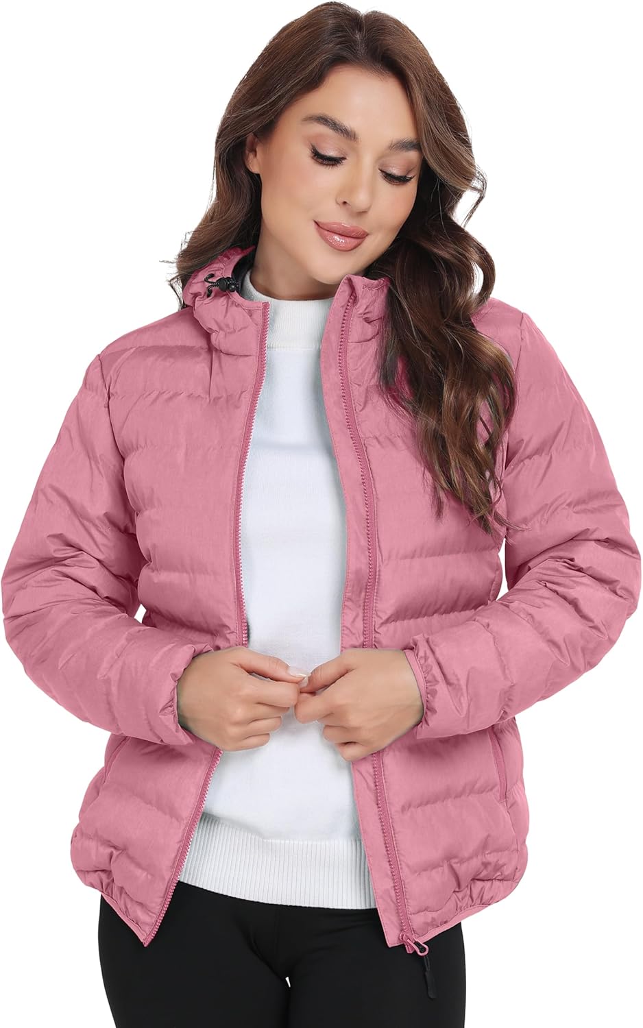 Little Donkey Andy Women's Lightweight Puffer Jacket Hooded Windproof Winter Coat