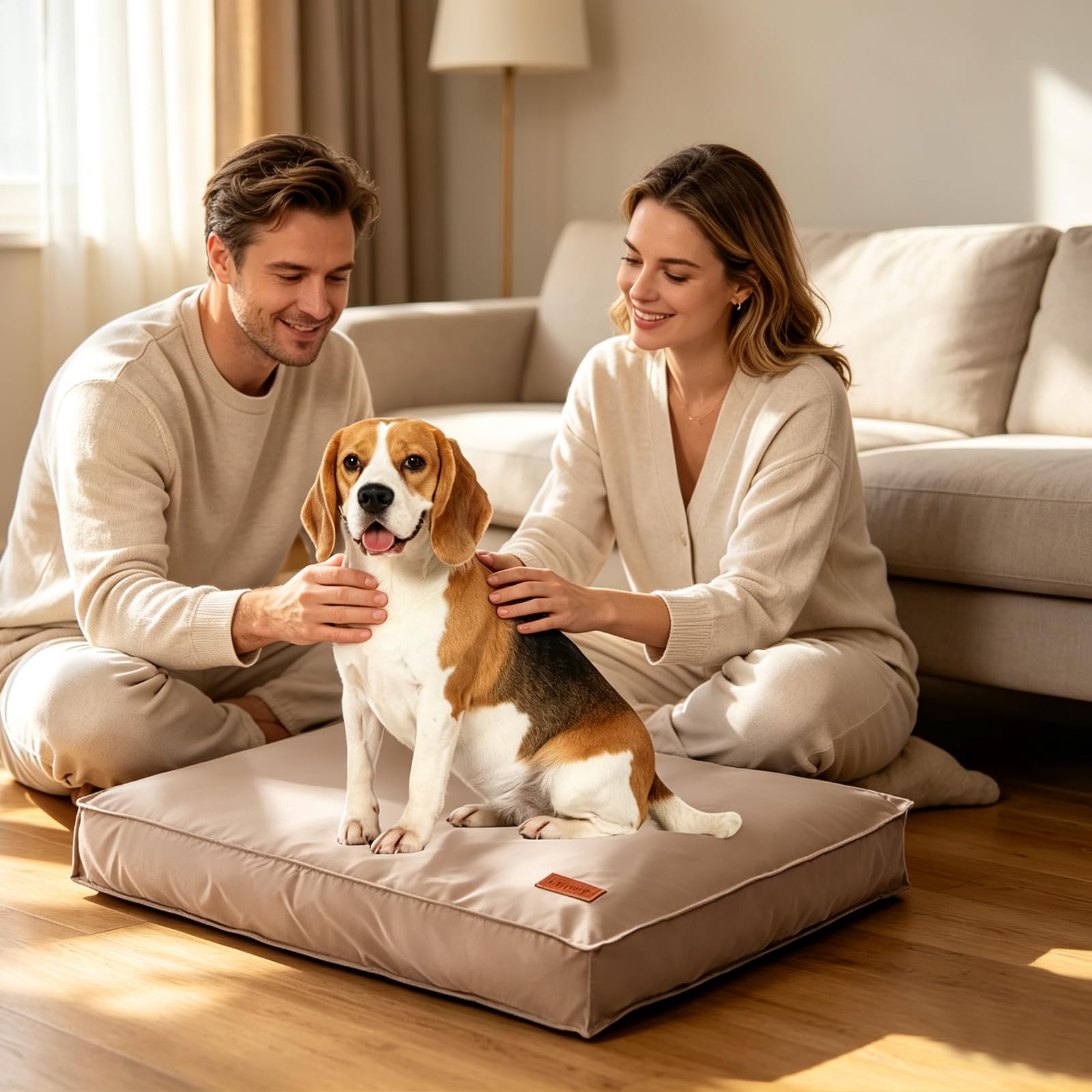 PETCUTE Panier Chien Grande Taille,Panier Coussin Chien avec Dehoussable,Lit pour Chien Imperméable,Tapis Chien Lavable et Antidérapant,Coussin pour Chien Petite Taille Orthopédique