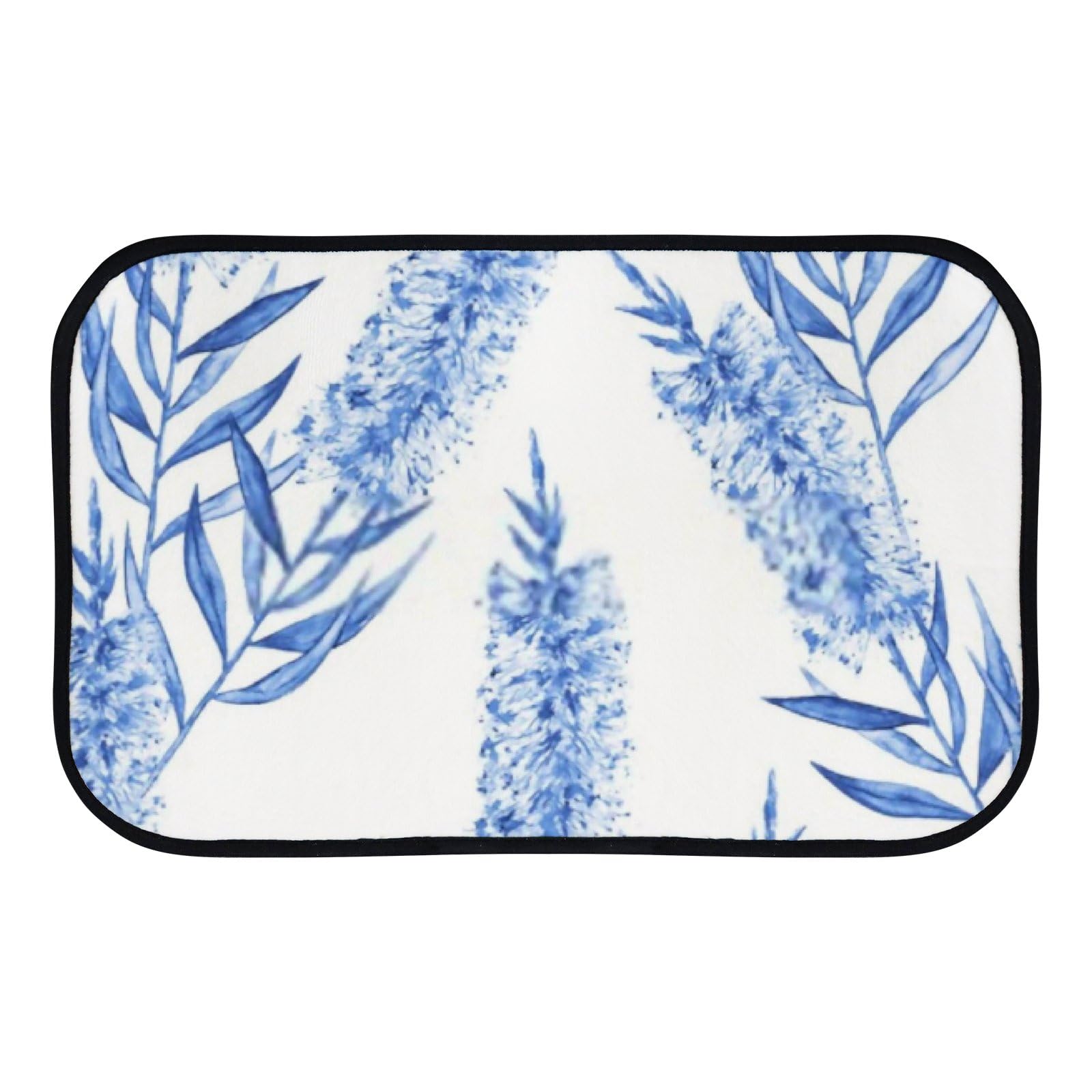 Nuansexi Bathroom Rugs Blue White Flower Floor Mats Non Slip Bathmat Doormat Tub Mat Coral Velvet Absorbent Entrance Carpet Mats Machine Washable Bedroom Decor