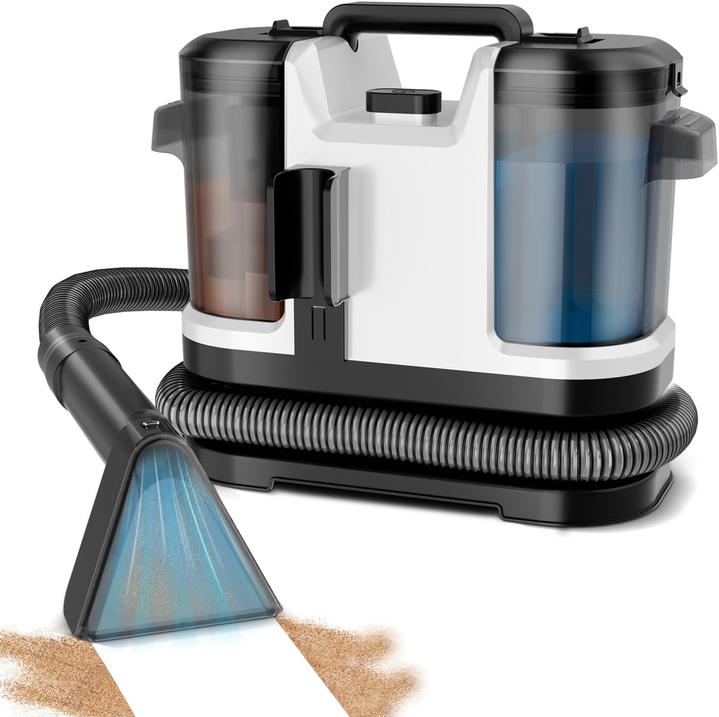 Dispositivo di pulizia per tappezzeria, 500 W, grande serbatoio rimovibile con acqua pulita da 1,8 l e serbatoio per acque reflue da 0,8 l, 12,5 kPa, 80 dB, pulisce i cuscini per divani imbottiti