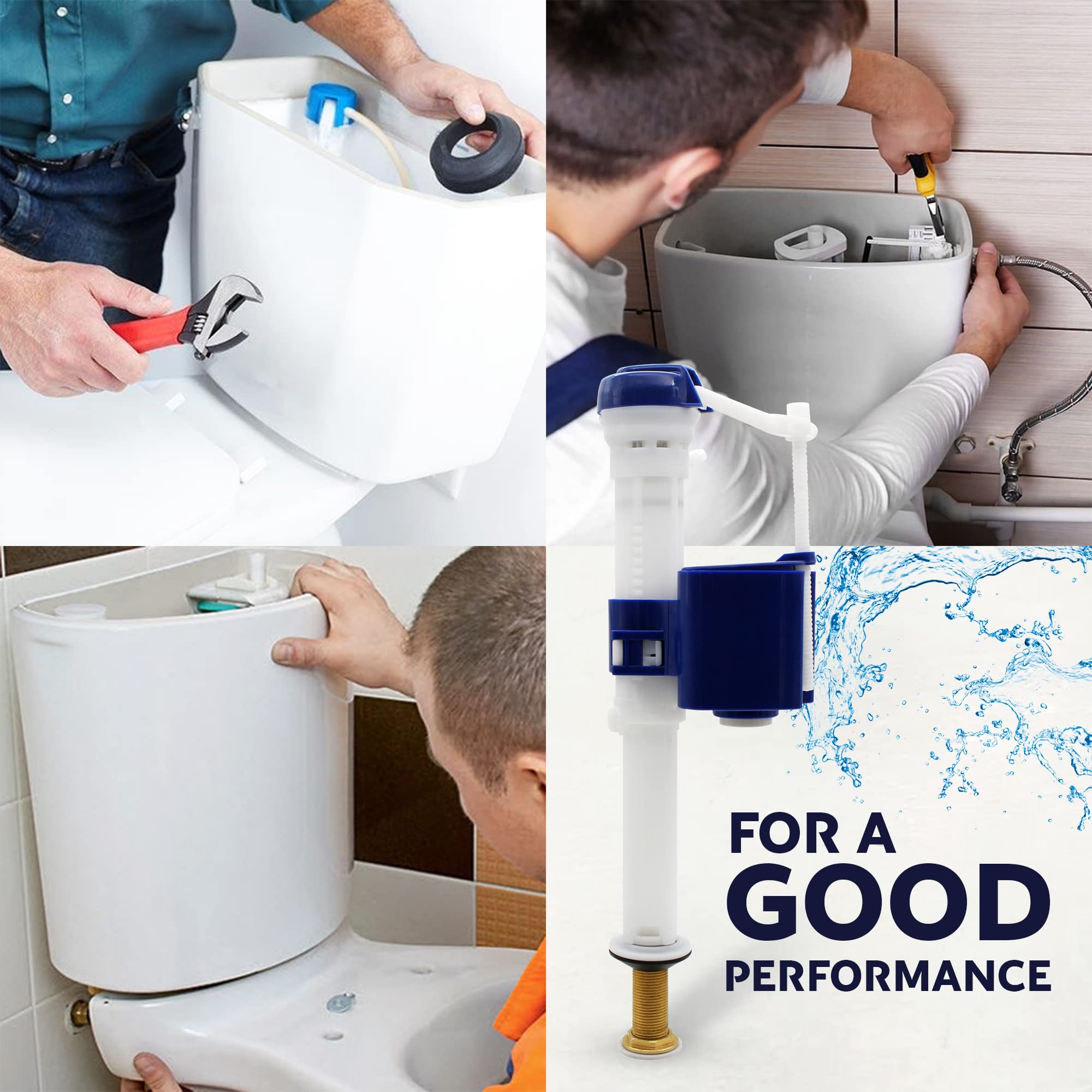 DOJA Barcelona | Mecanismo Cisterna para Inodoro Completo, Elevador WC Universal con Válvula Llenado 3/8”, Rosca Metalica, Alimentación Inferior y Deposito Agua