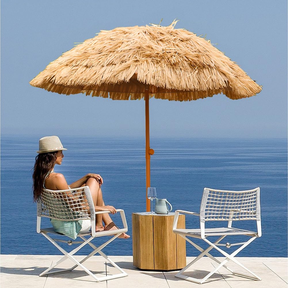 5ft Haii Trzechowaty Parasol Przenośny parasol plażowy patio na zewnątrz Tiki Bar, Troal Palapa, Podwórko, Basen, Ogród