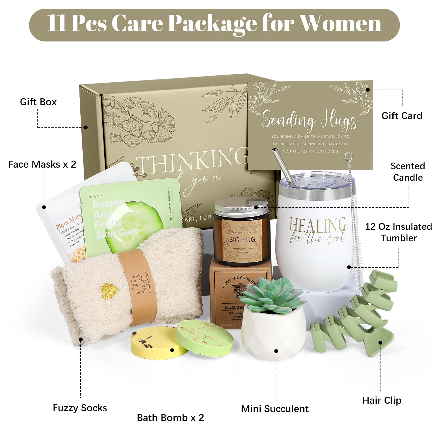 Thinking of You Care Package for Women - Get Well Soon GBasket for Sick Friend After Surgery Gifts Feel Better Gifts for Women, Sympathy Gift Baskets Sending Hugs, Self-Care Spa Gifts - Image 2