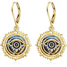 Evil Eye Earrings 925 Sterling Silver Greek Protection Jewelry Gifts 18K Gold Plated Eye Earrings Jewelry for Women Men