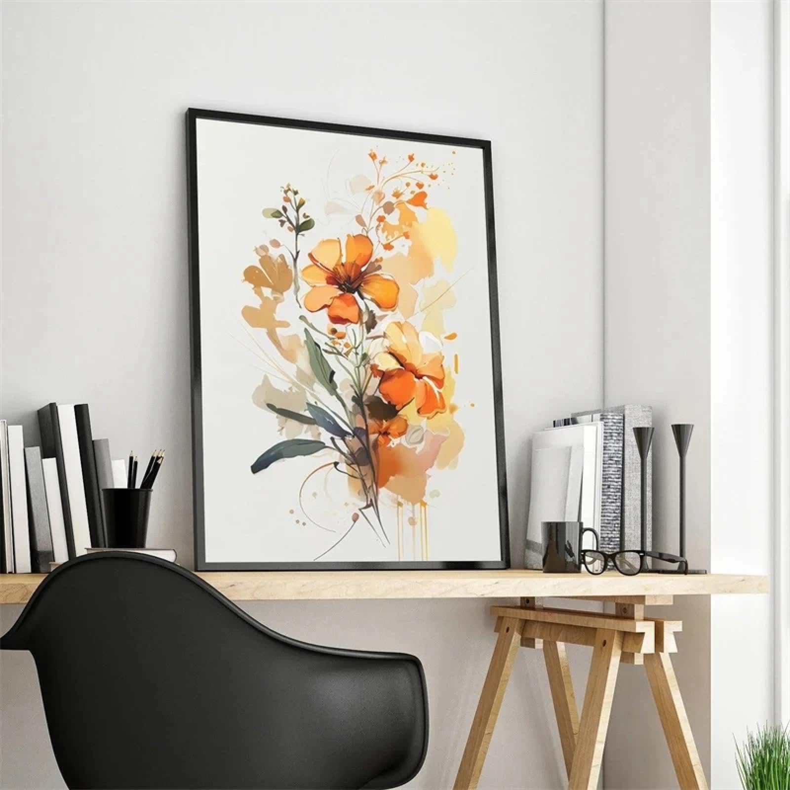 Pintura en lienzo de acuarela floral, lámina de arte moderno para decorar el hogar 8