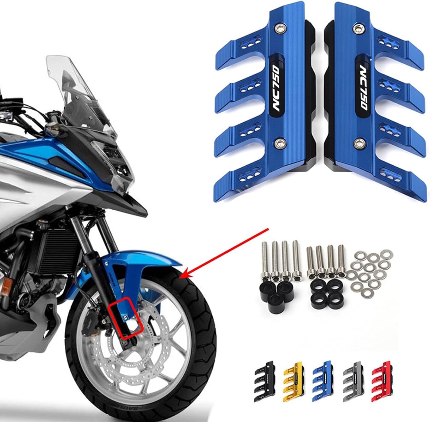 2 個強化保護オートバイフロントマッドガードカバーガード耐衝撃性アルミアクセサリー美的長寿エクステンダー