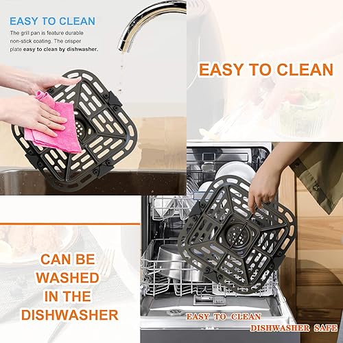 Miniatura 4 de Sartén cuadrada para freidora de aire instantánea Vortex de 2 cuartos de galón, mini horno de freidora de aire mejorada de 6.88 pulgadas con